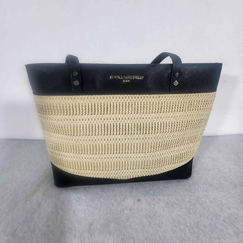 Karl Lagerfeld Paris black and beige tote bag